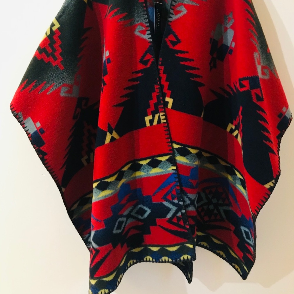Ralph Lauren southwestern wool blend poncho